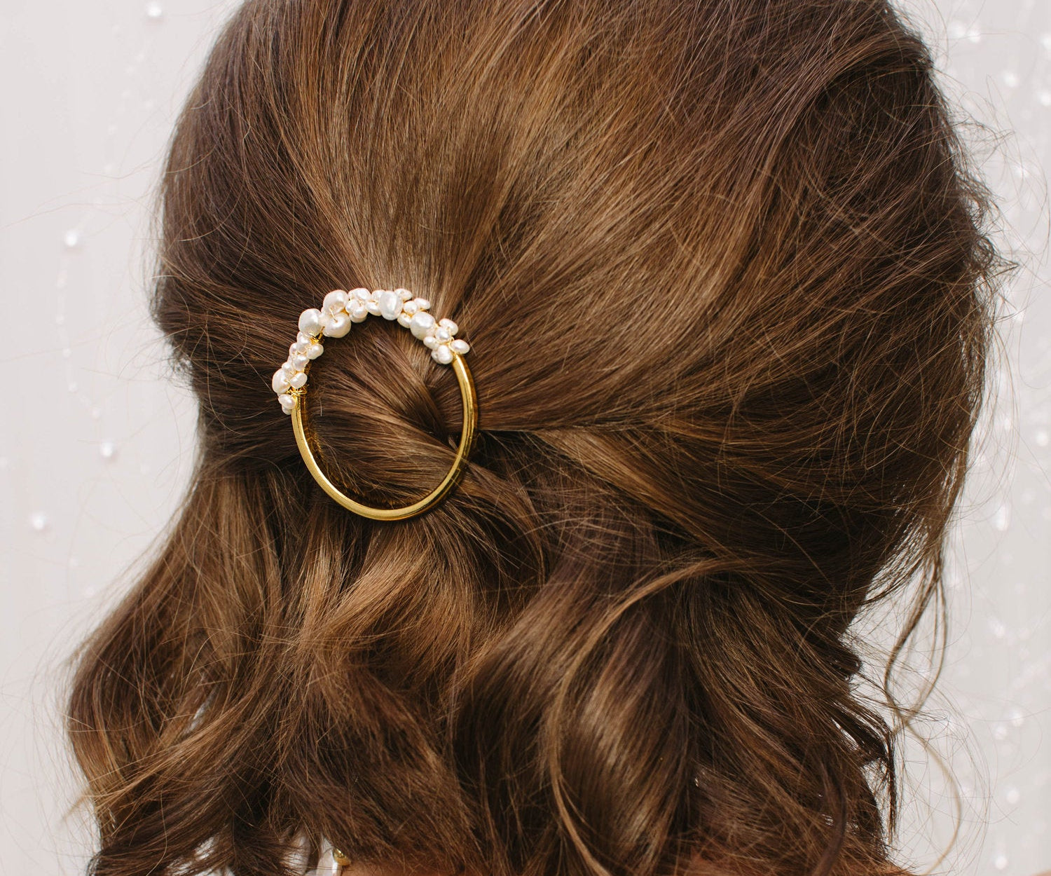MAGNA Half Haarspange mit echten Perlen in Gold Brautschmuck Brautfrisuren
